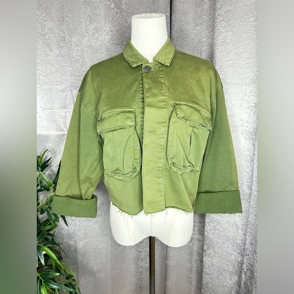 BOYISH Women’s The Camden Denim Cropped Utility Jacket Army Green Sz XS - Picture 3 of 16
